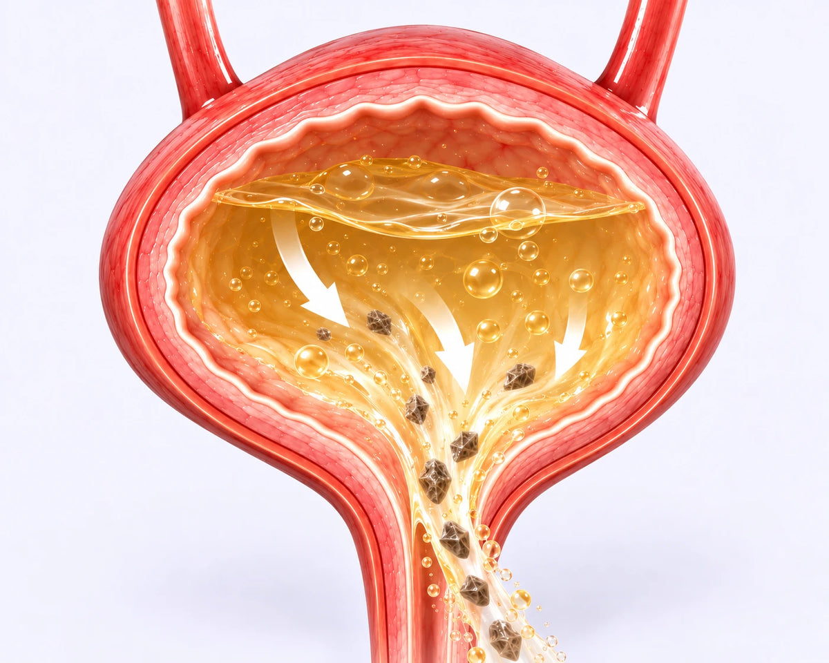 Diluted urine carrying grit out of the cat bladder